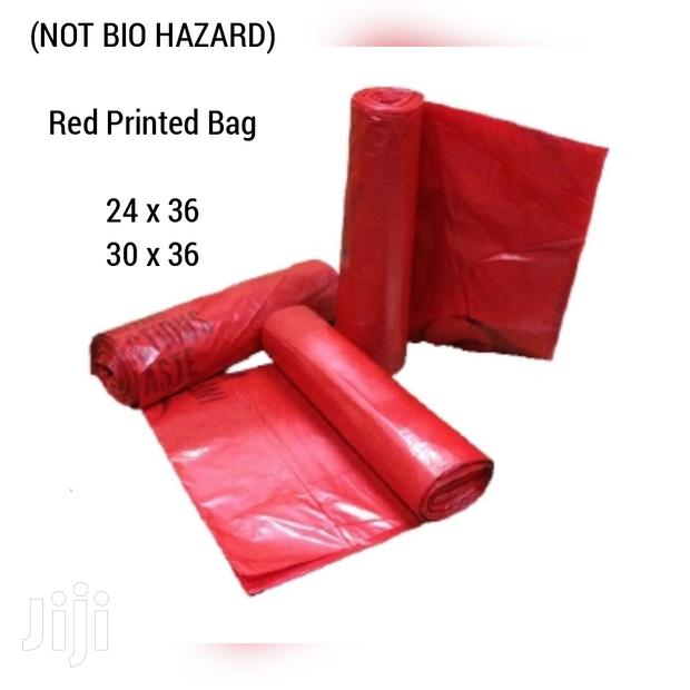 30 X 36 Large Red Printed Garbage, Trash Bags, Bin Liners. - main view