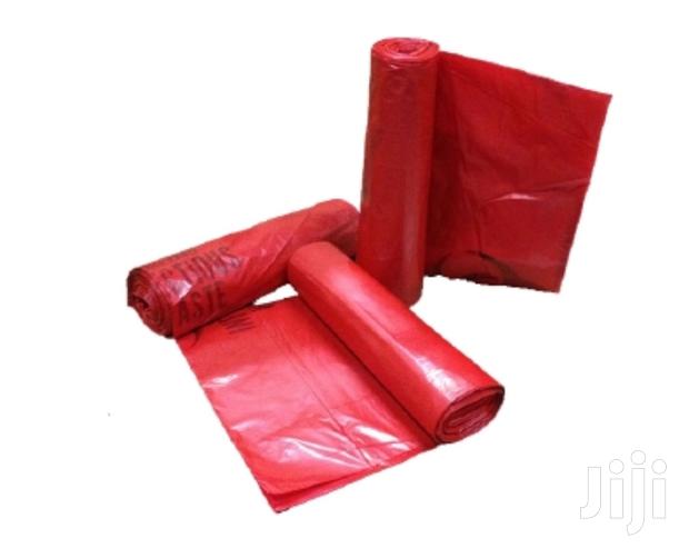 30 X 36 Large Red Printed Garbage, Trash Bags, Bin Liners. - thumbnail 2