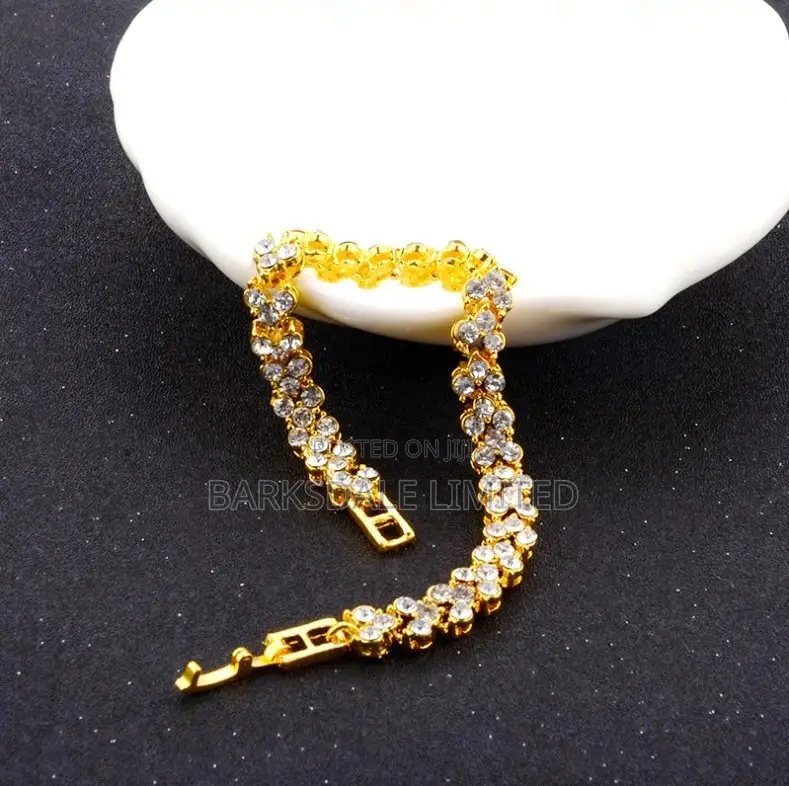 Fashion Roman Woman Sterling Gold Crystal Diamond Bracelet