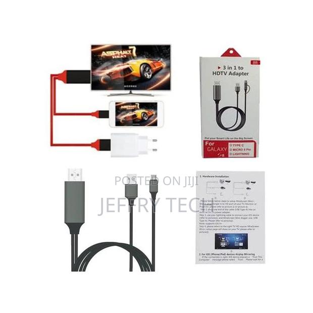 3 In 1 Phone To HDMI Cable Lighting/Micro USB Type C/USB C T - thumbnail 3