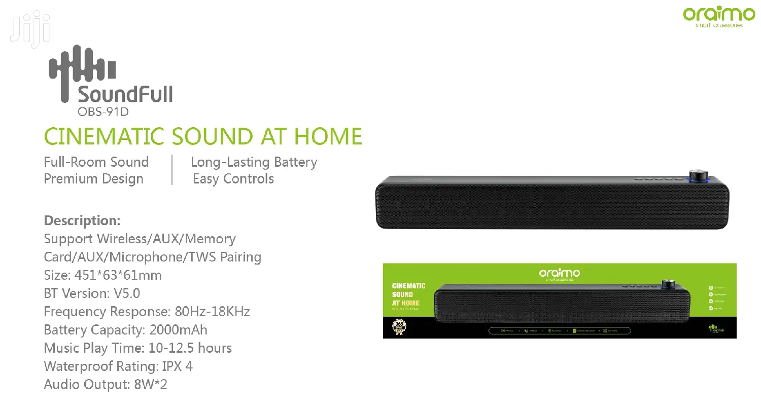 Oraimoobs-91d Soundful Bluetooth Speaker.