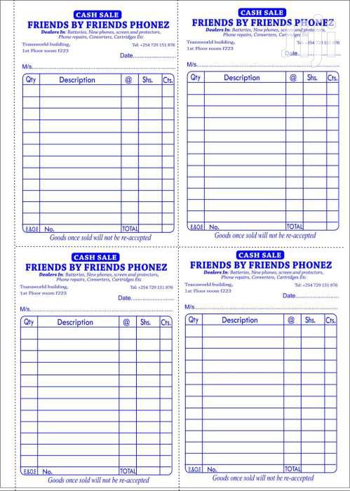 CASH SALE BOOKS