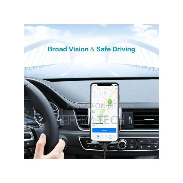 Generic Car Wireless Charging Phone Holder - Silver/Black - thumbnail 4