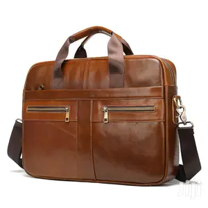 Genuine Leather Office Laptop Shoulder Bag - #2019