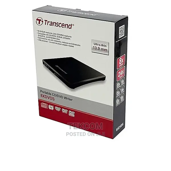 Transcend Slim Portable 8X DVD-R, USB, Black