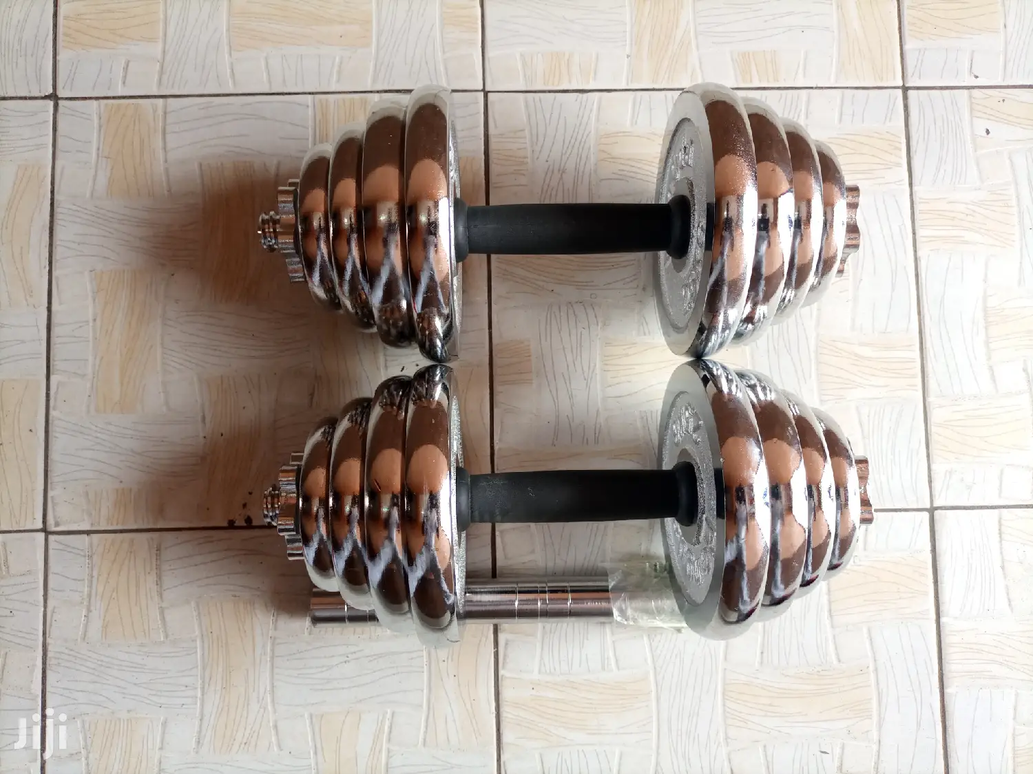 30kg Adjustable Chrome Dumbbells With Barbell Connector