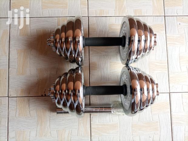 30kg Adjustable Chrome Dumbbells With Barbell Connector - main view