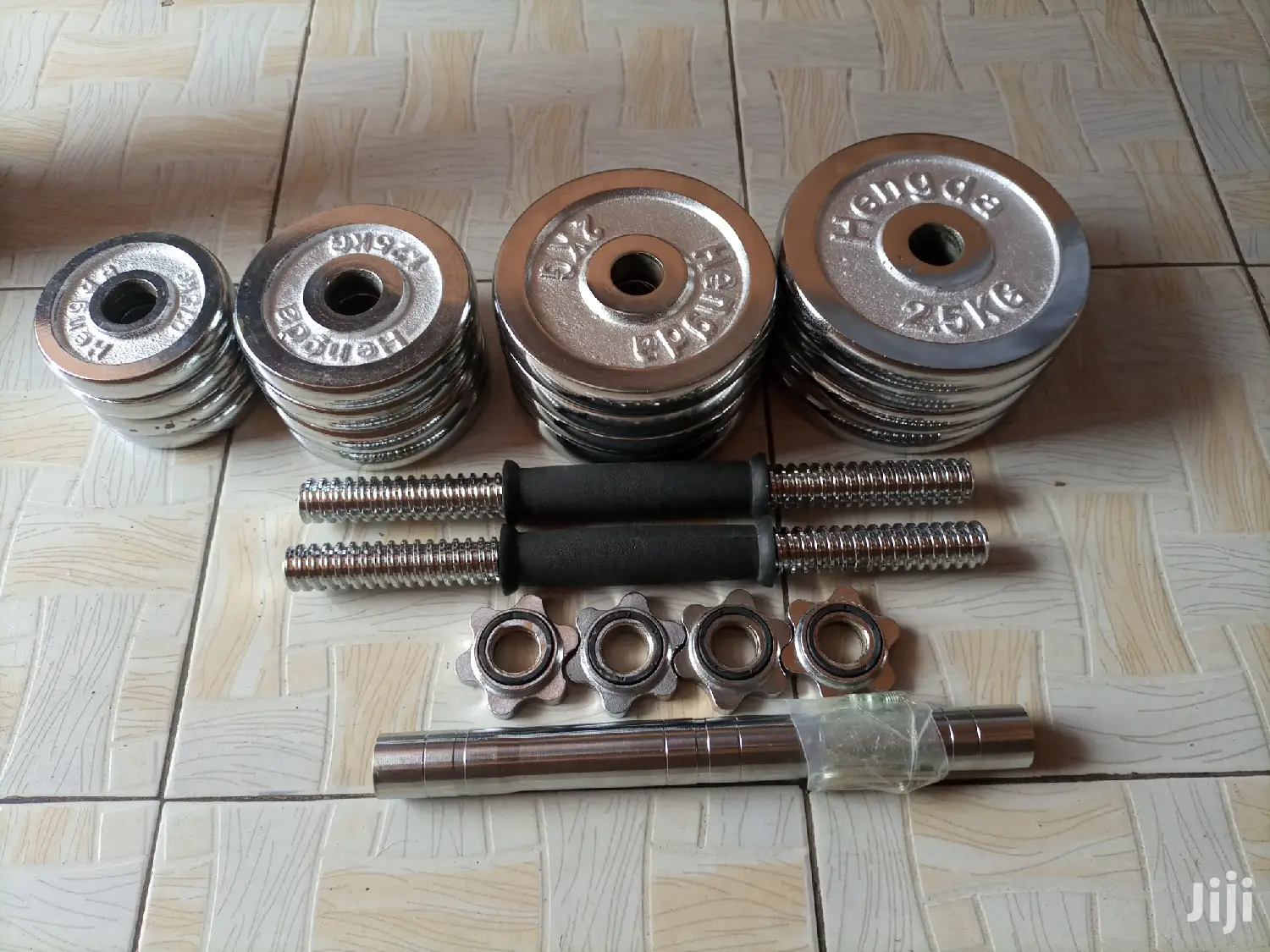 30kg Adjustable Chrome Dumbbells With Barbell Connector