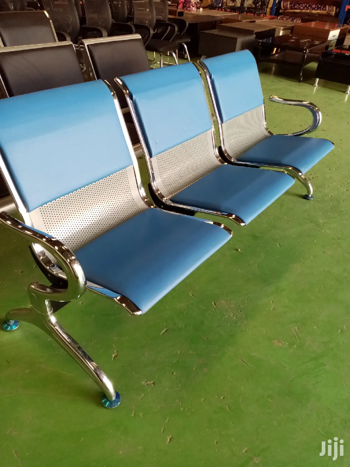 Blue Padded Waiting Chair