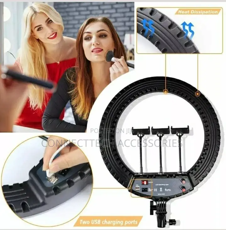 18 Inches Ring Light With Stand And 3 Phone Holder