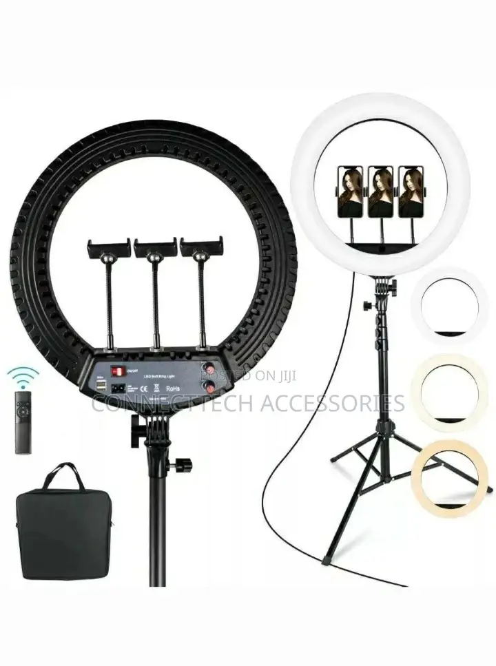 18 Inches Ring Light With Stand And 3 Phone Holder