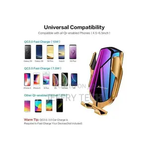 Smart Sensor Car Wireless Charger & Holder - Gold