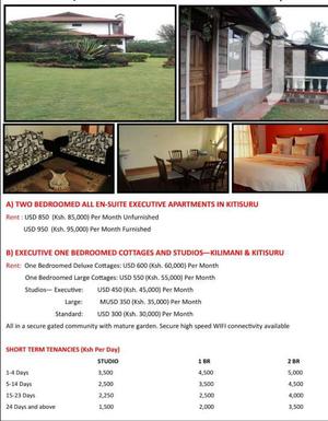 TO LET NEW KITISURU STUDIOS, 1BR COTTAGES & 2BR TOWN HOUSE