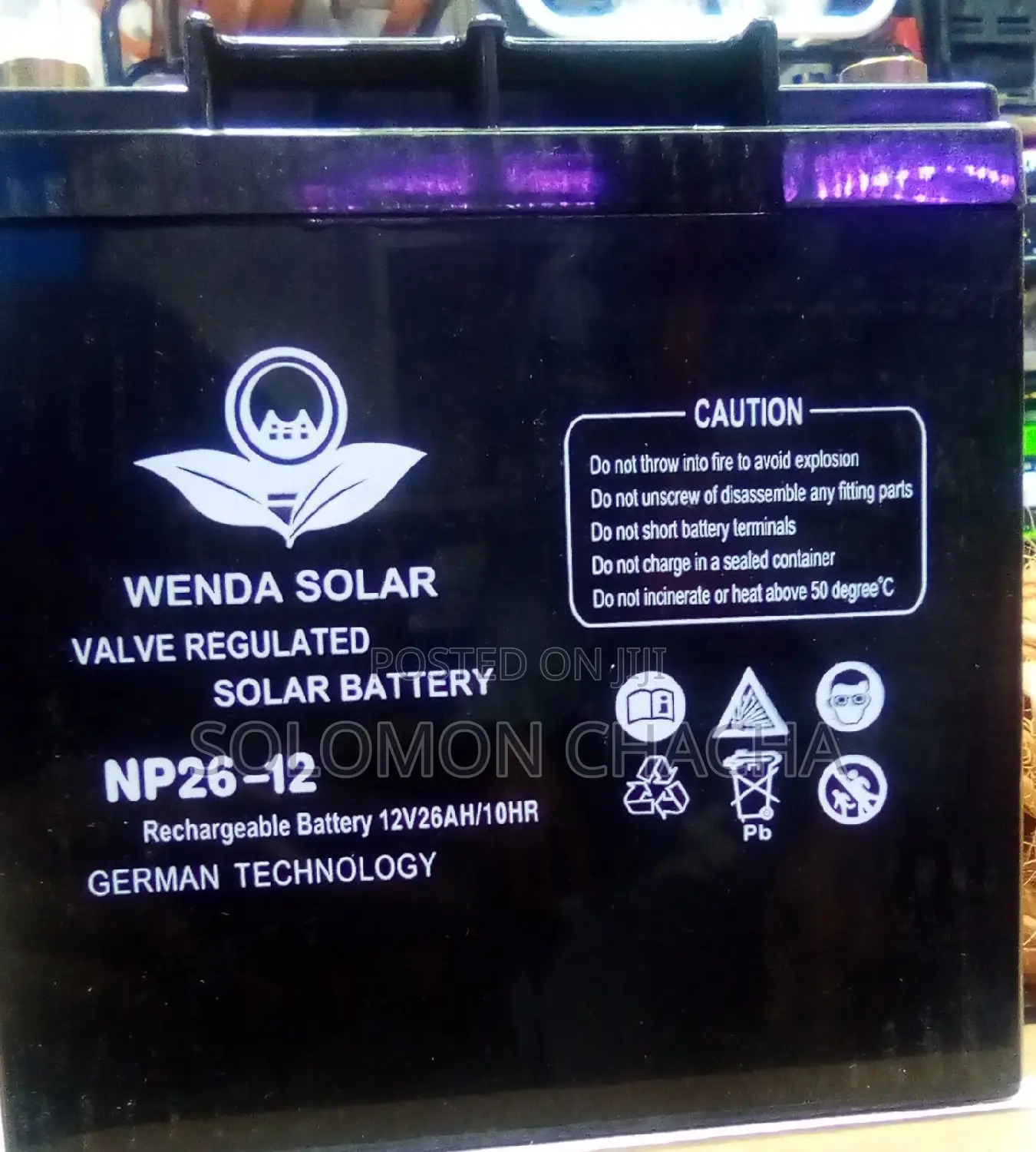 Wenda Solar Np26-12v26ah/20hr Solar Rechargeable
