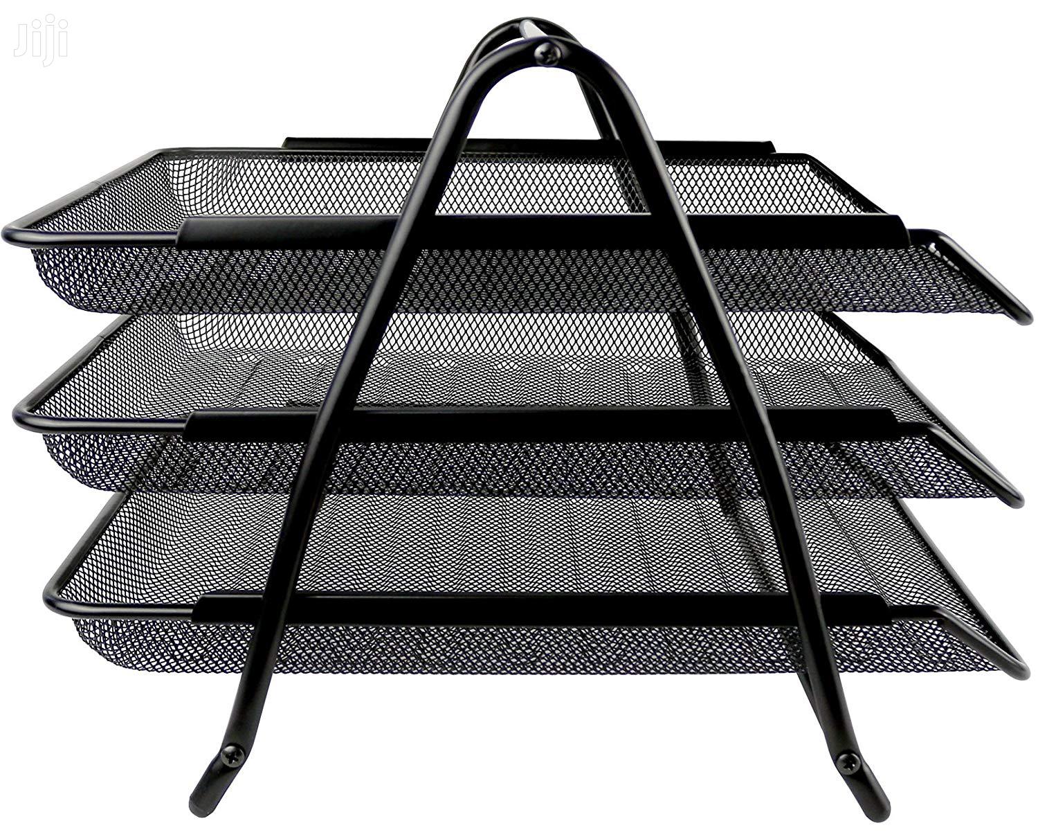 Office Tray 3 Tier Mesh-black