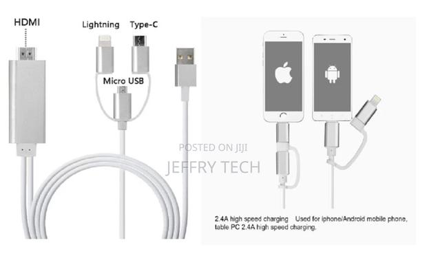 3 in 1 HDMI Adapter Cable, Lighting/Type-C/Micro USB to HDMI