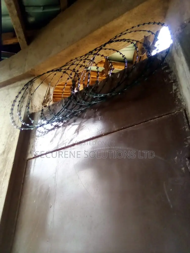 Wall Mount Electric Fencing With Green Razor Wire