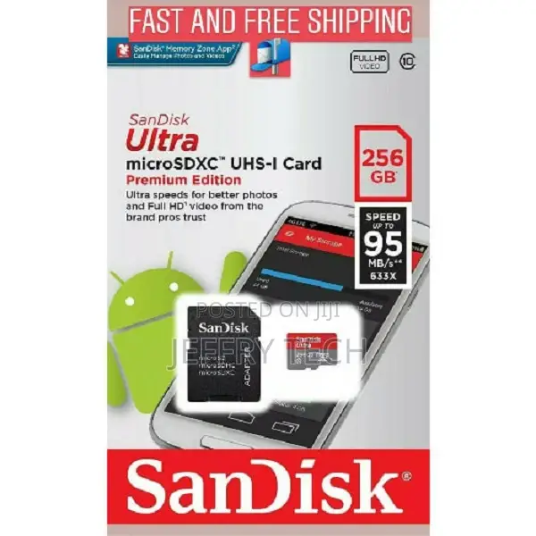 Sandisk A1 Ultra Memory Card - 256GB - 95mb/S - Class 10