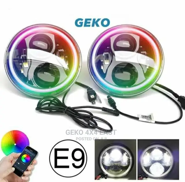 7inch Headlight Colour Changing DRL Bluetooth Programable