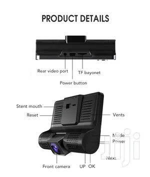 Three Cameras 4inch 3 Lens Car DVR 1080p Auto Dashcam