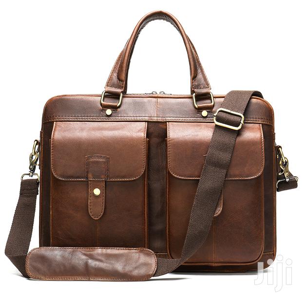Genuine Leather Laptop Shoulder Bag #7010 - thumbnail 4