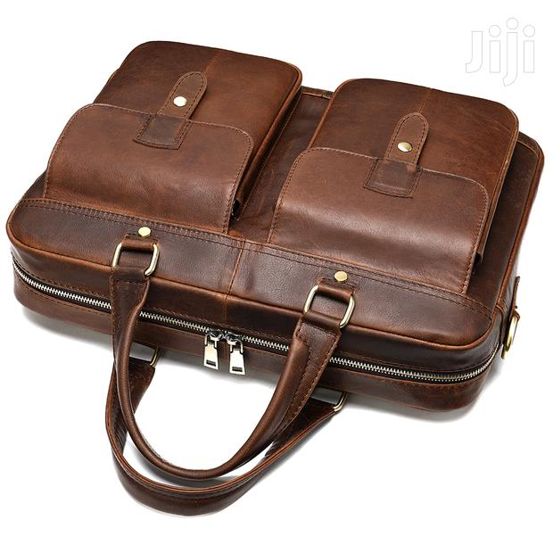 Genuine Leather Laptop Shoulder Bag #7010 - thumbnail 3
