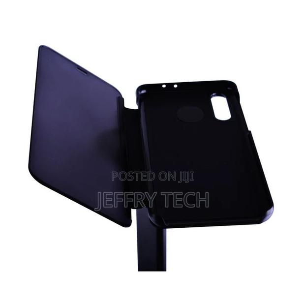 Mirror Filp Clear View Standing Cover for Samsung A50 - Blac