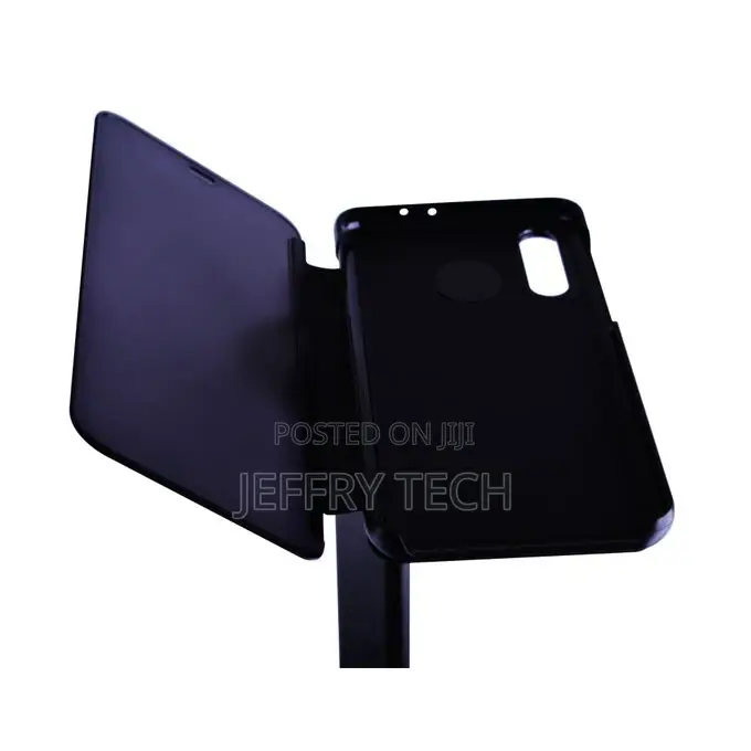 Mirror Filp Clear View Standing Cover for Samsung A50 - Blac