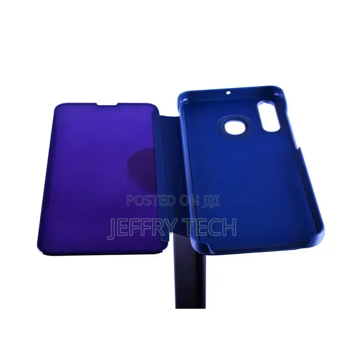 Mirror Filp Clear View Standing Cover for Samsung A60 - Blue