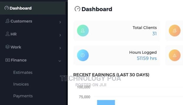 HR, CRM & Project Management System - main view