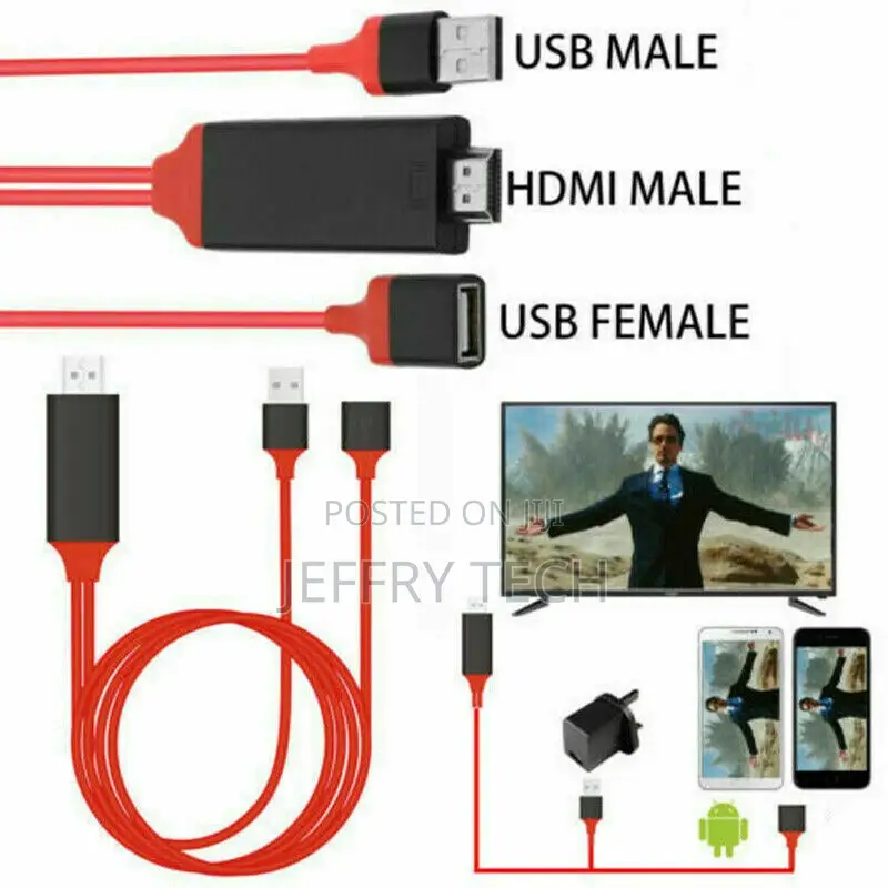 USB To HDMI Mirroring Cable Phone To HDTV Adapter For Ios/A