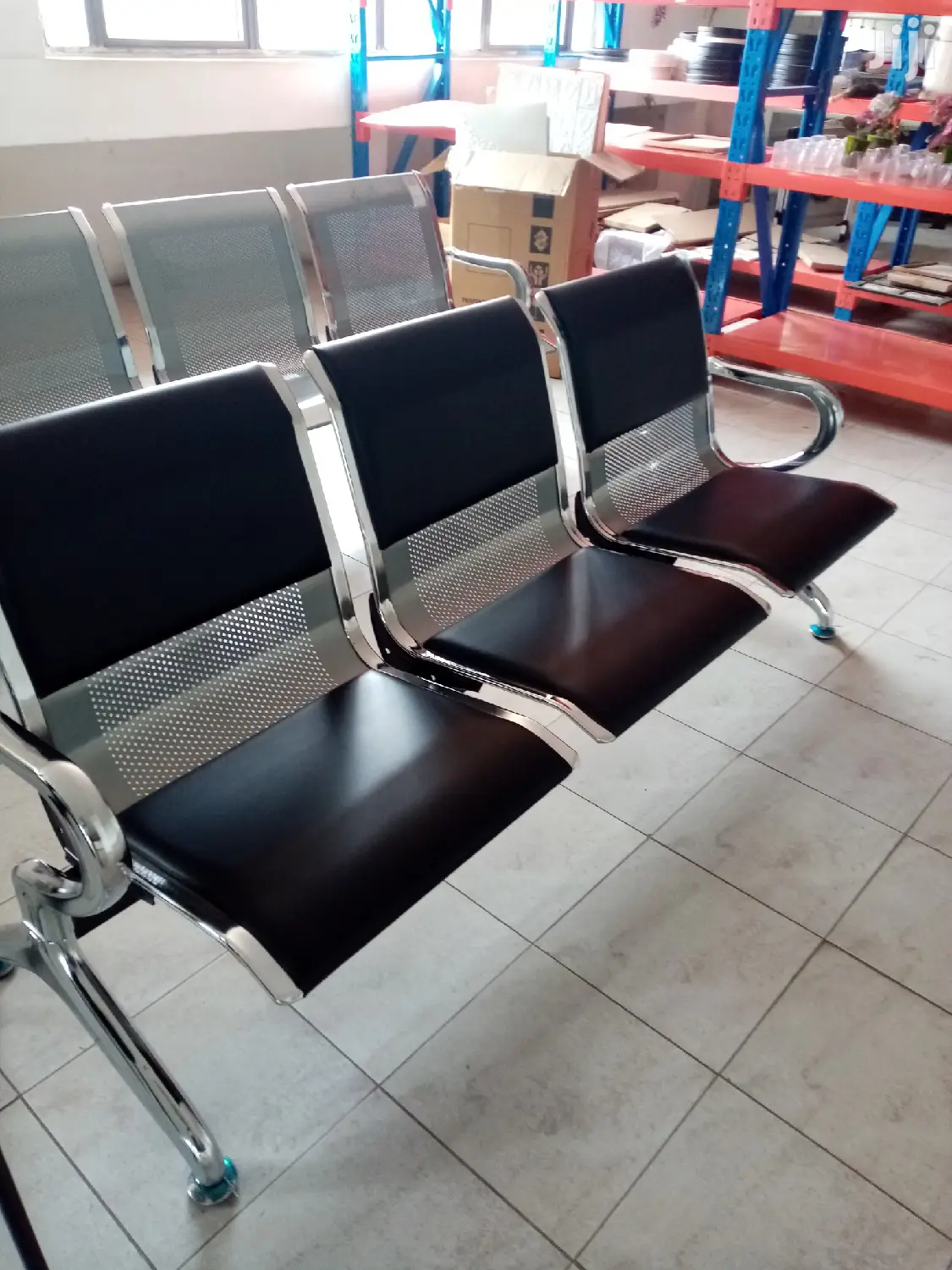 Black Padded Waiting Bench