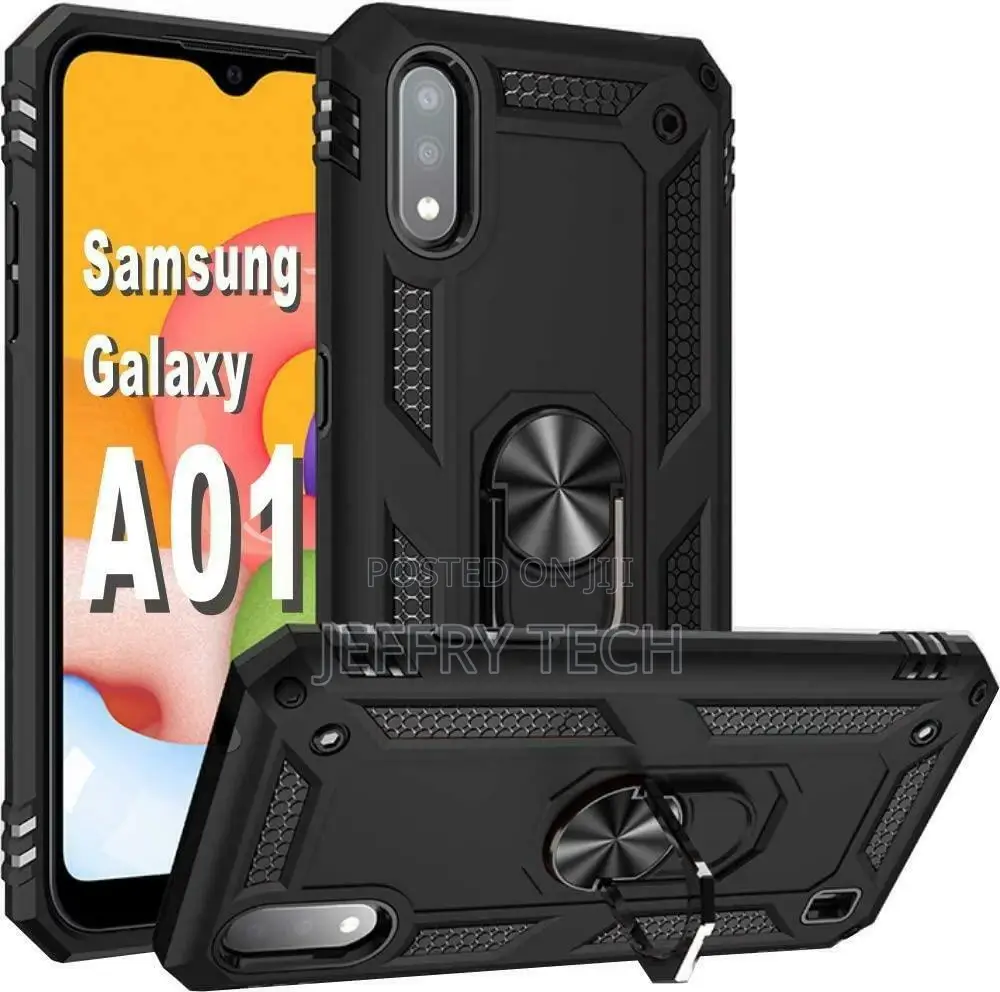 Armor Dual Metal Ring Holder for Samsung Galaxy A01 Case 5.7