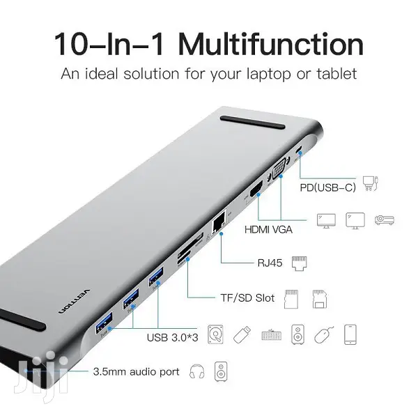 Vention USB Type C to Multi-Function 10 in 1 Docking Station