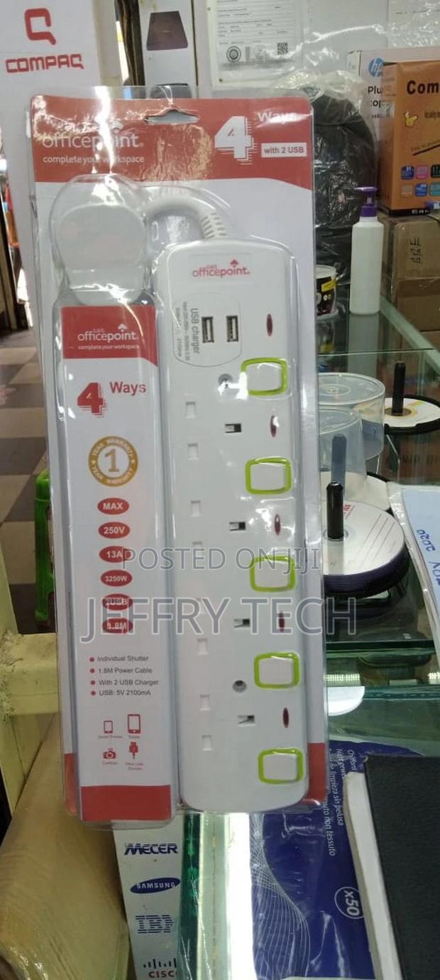 Office Point 4 Way Power Extension With USB - main view