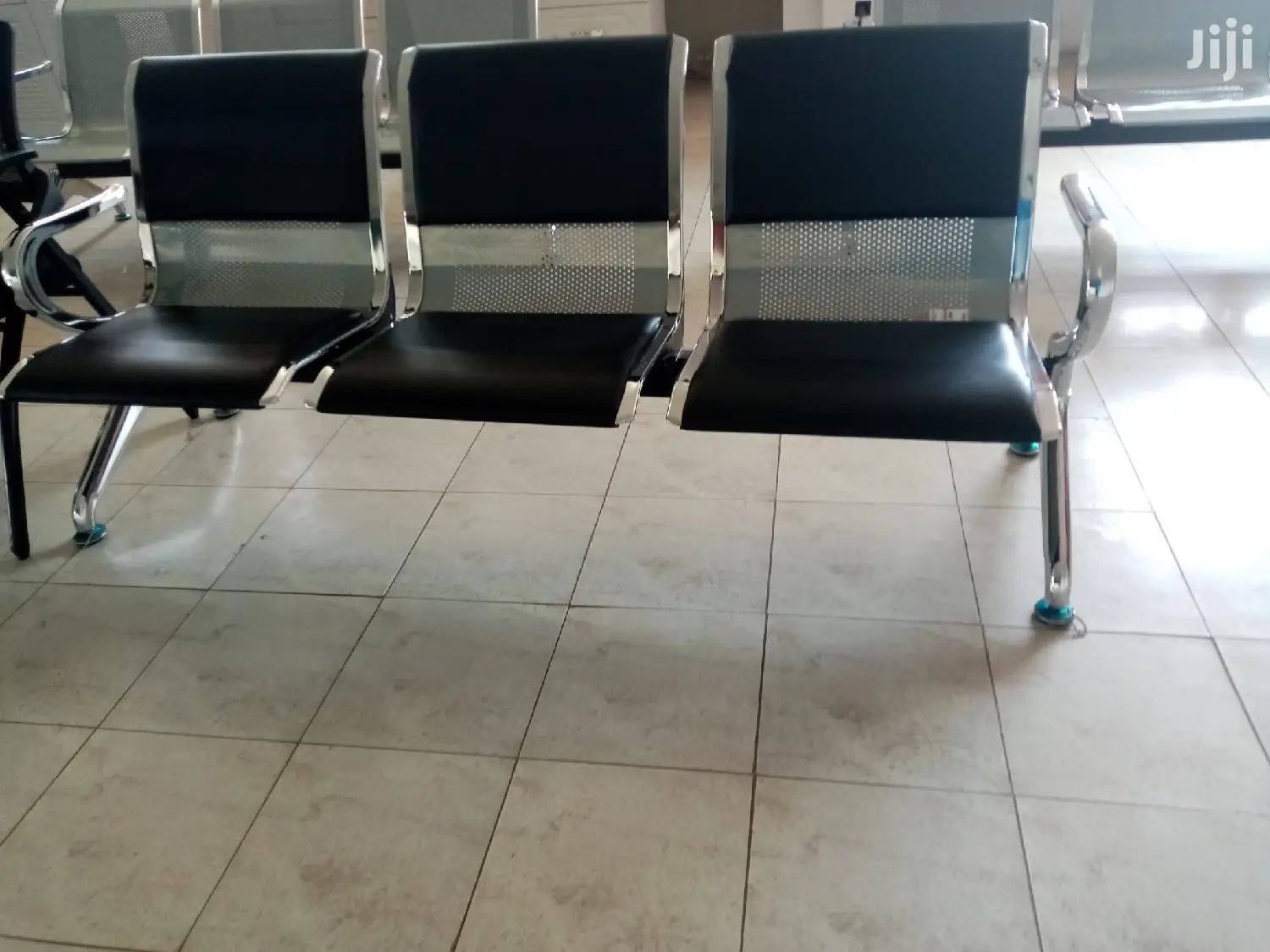 Black Padded Linked Waiting Chair