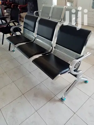 Black Padded Linked Waiting Chair