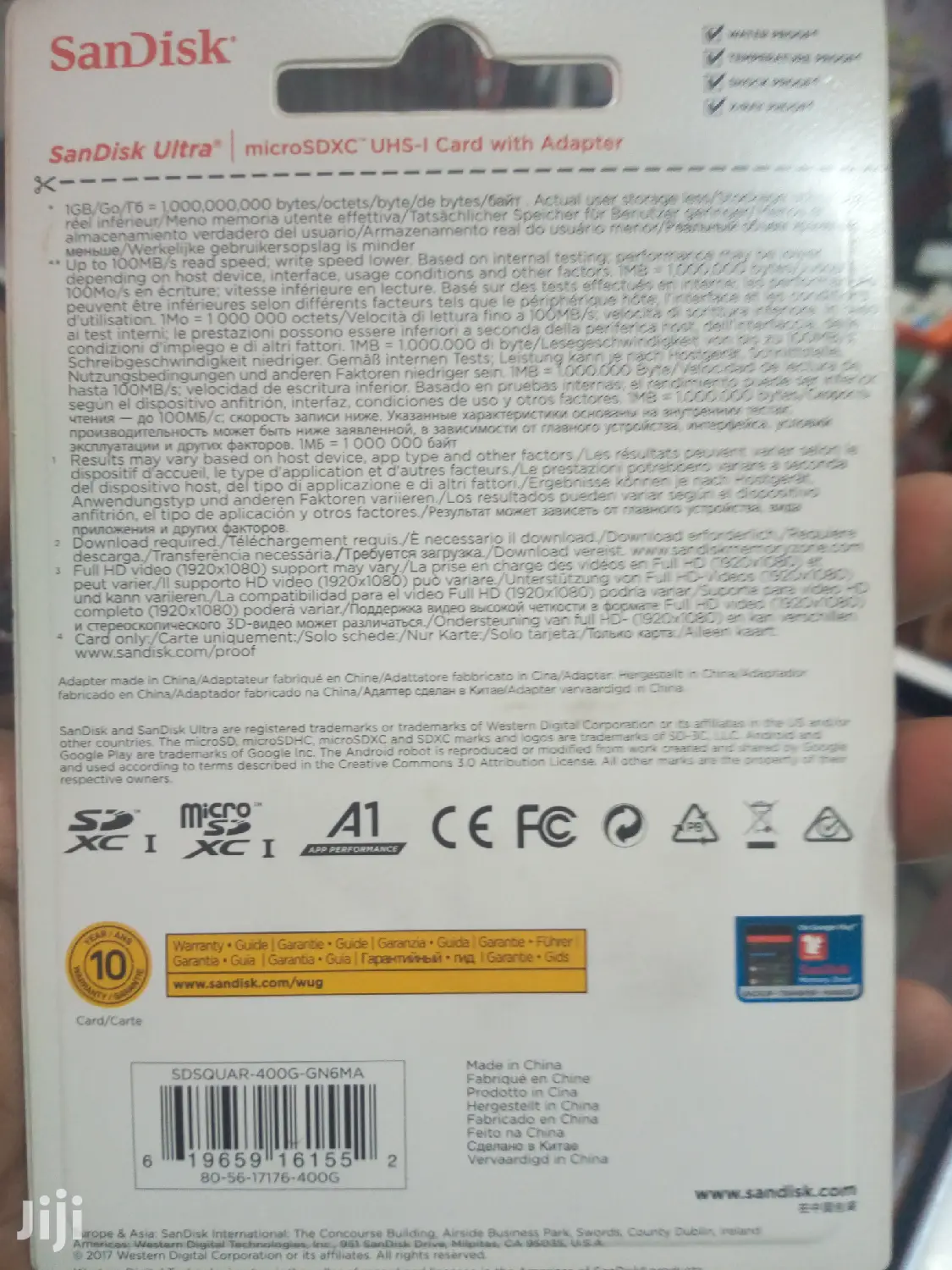 400 GB Sandisk Memeory Card.