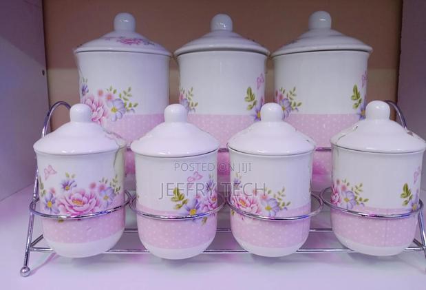 7 Pcs Canister Set With Stand Material Porcelain - main view