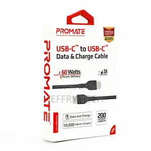 Promate POWERBEAM-CC2.BL 2m 60W USB-C To USB-C Cable With Po