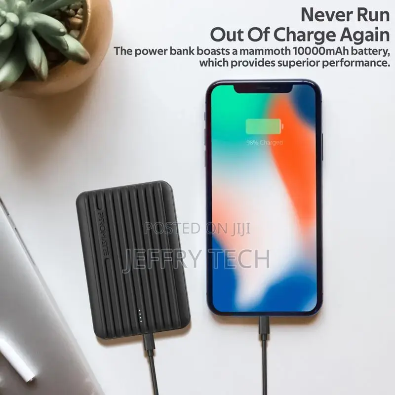 Promate 10000mah Ultra-Compact Rugged Power Bank With USB-C