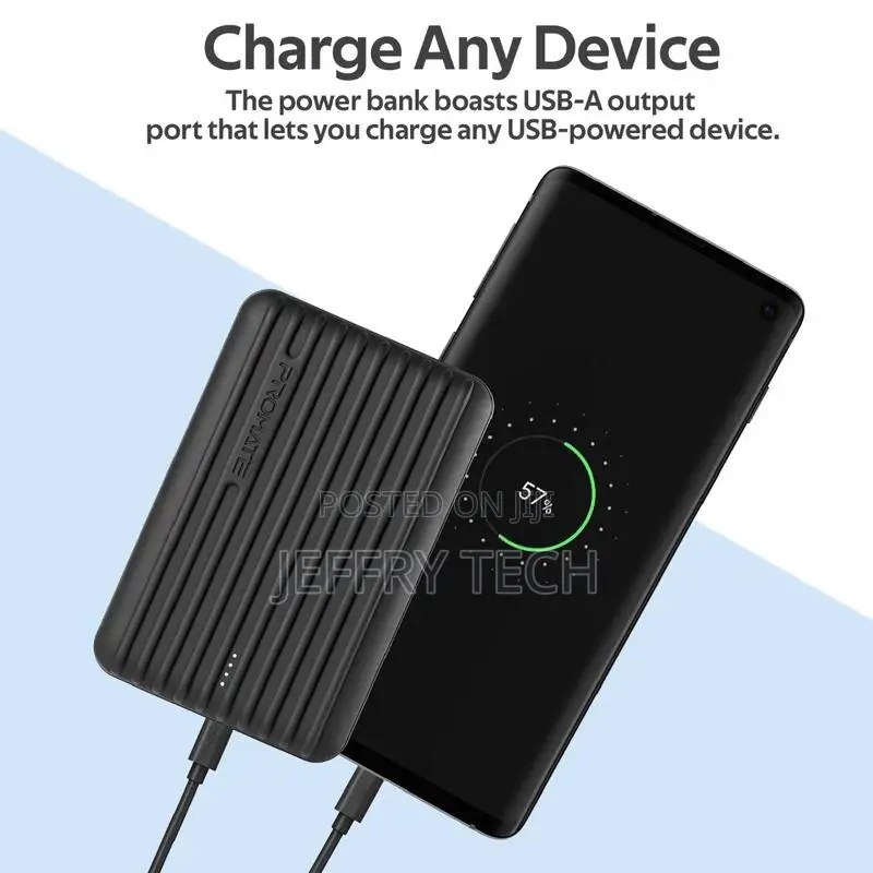 Promate 10000mah Ultra-Compact Rugged Power Bank With USB-C