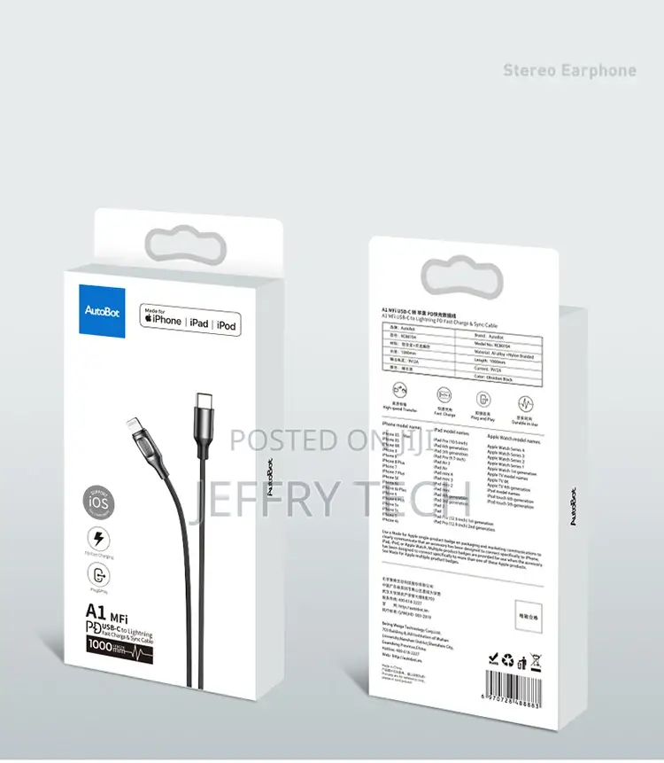 AUTOBOT A1 Mfi Certified USB-C to Apple 8-Pin Lightning PD F