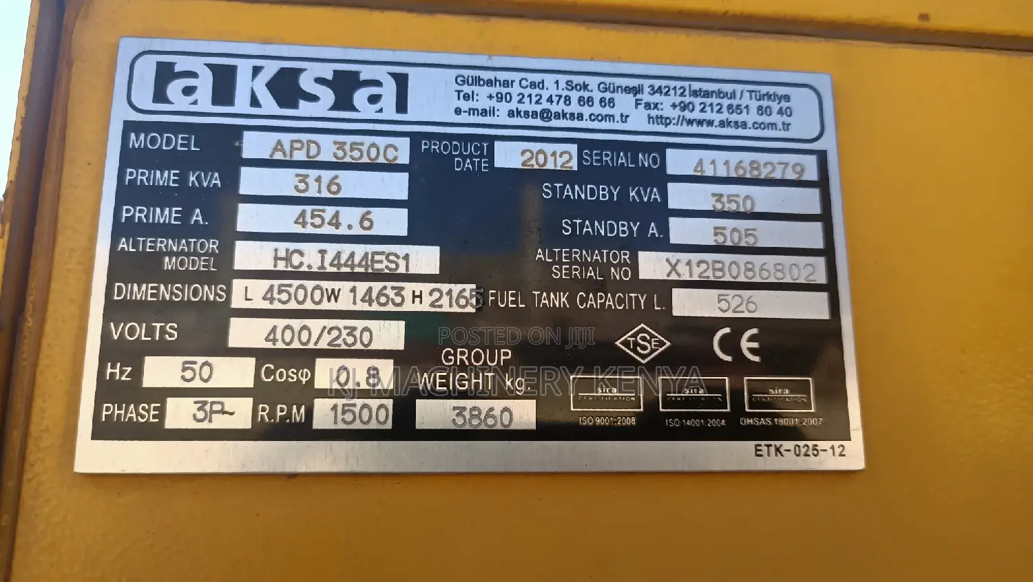 350kva Standby Generator For Sale