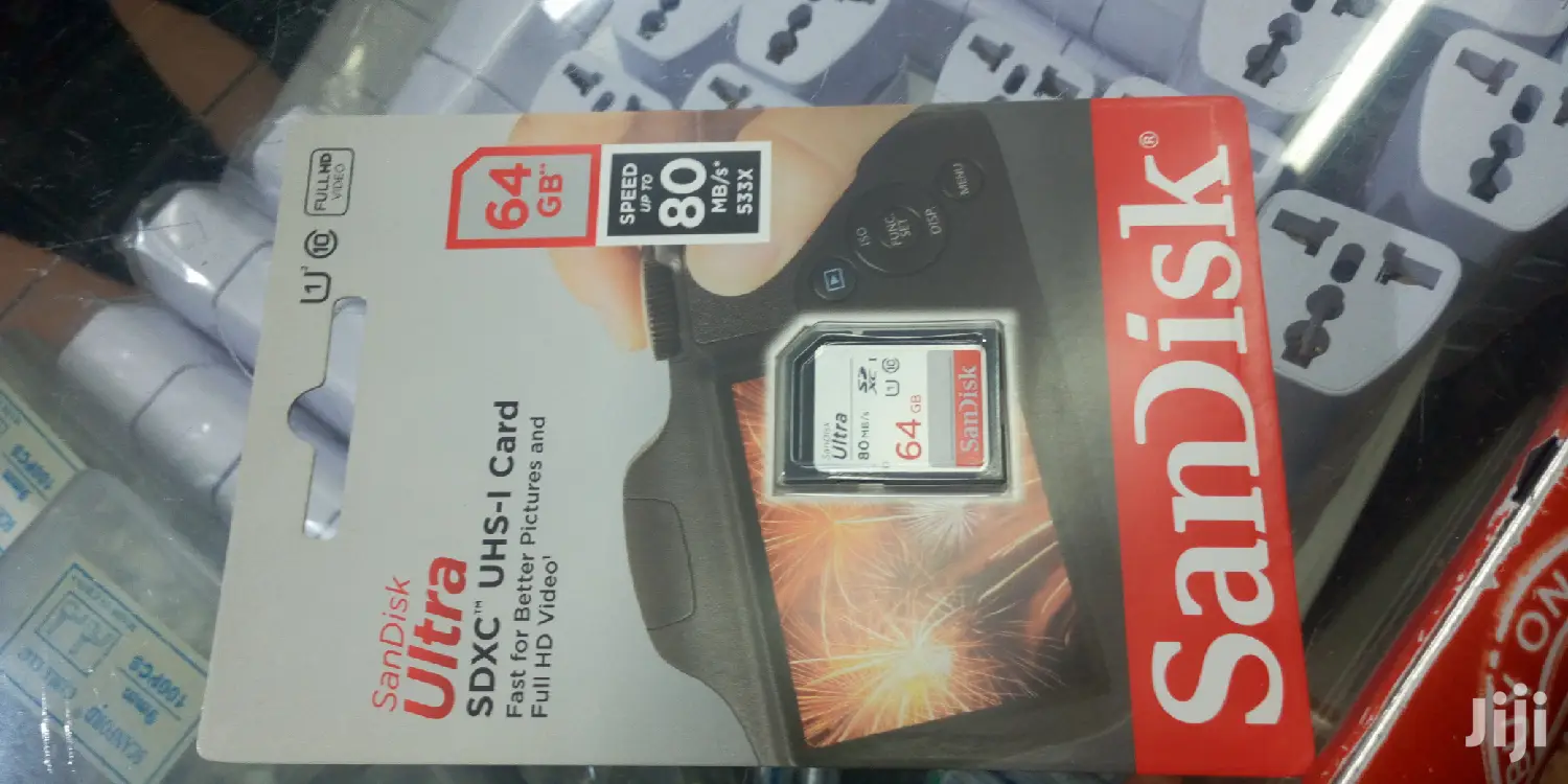64 GB Sandisk Ultra SDHC UHS-1 Card.