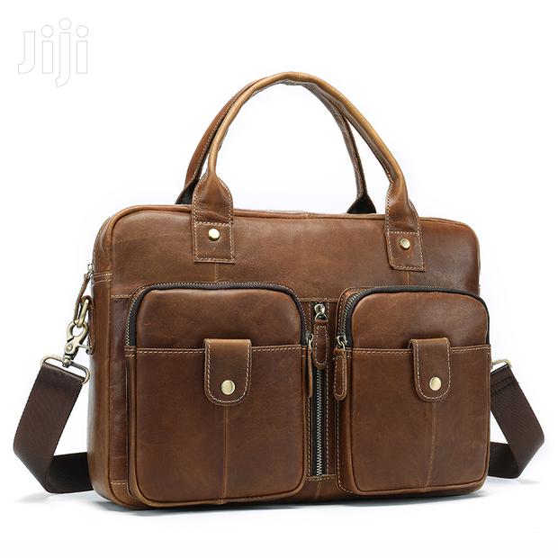 Genuine Leather Laptop Bag #8539 Yellow Brown