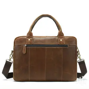 Genuine Leather Laptop Bag #8539 Yellow Brown