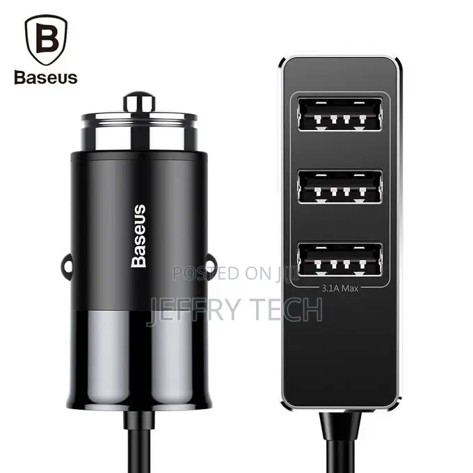 Baseus 4 Output Phone Car Charger Front 1 Port Rear 3 USB