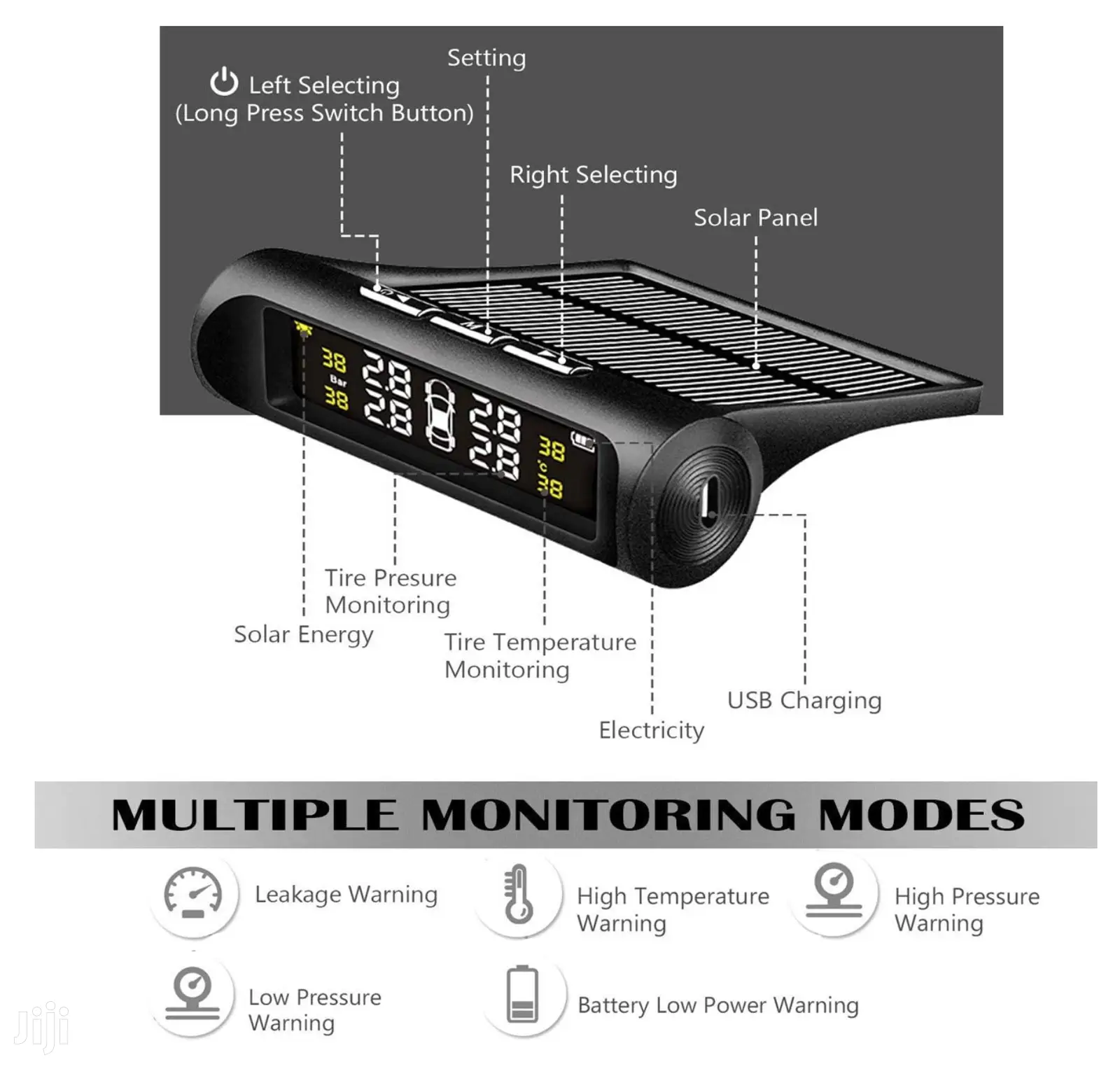 Car Tire Pressure Monitoring System -TPMS Solar -Internal