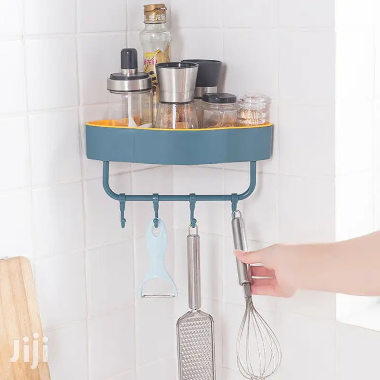 4pcs Triangular Bathroom Shelves With Hooks